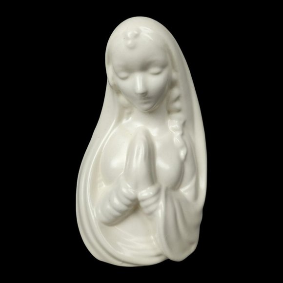 Haeger Virgin Mary Planter Ceramic VTG Holy Blessed Mother Madonna White Praying